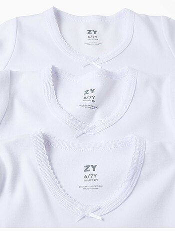 Pack de 3 camisetas interiores de manga larga de algodón perchado