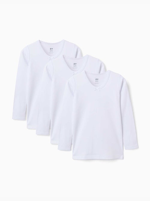 Pack de 3 camisetas interiores de manga larga de algodón perchado - Kiabi