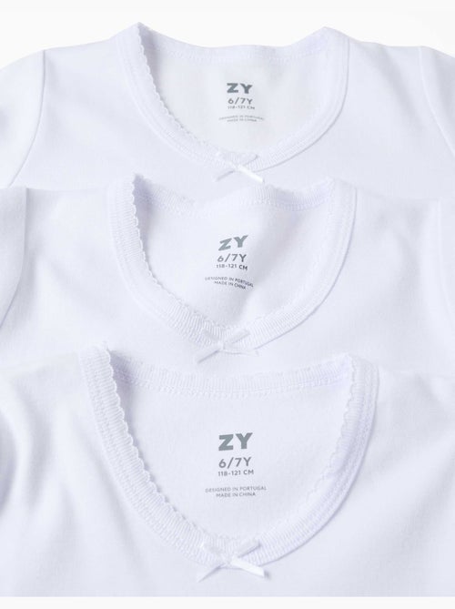 Pack de 3 camisetas interiores de manga larga de algodón perchado - Kiabi