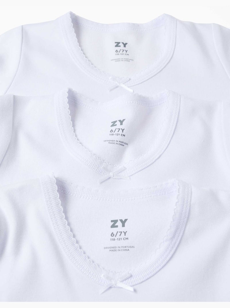 Pack de 3 camisetas interiores de manga larga de algodón perchado Blanco - Kiabi