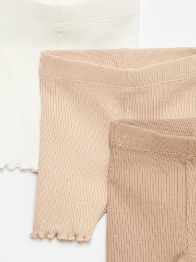 Pack de 3 ciclistas de canalé Beige - Kiabi