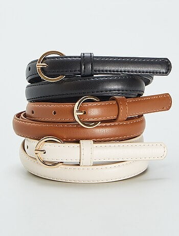 Pack de 3 cinturones finos lisos
