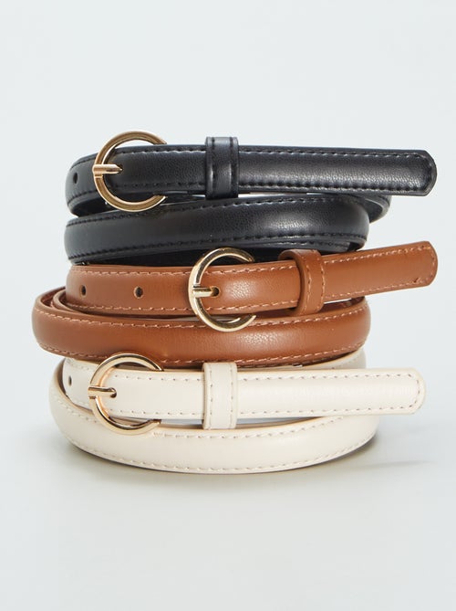 Pack de 3 cinturones finos lisos - Kiabi