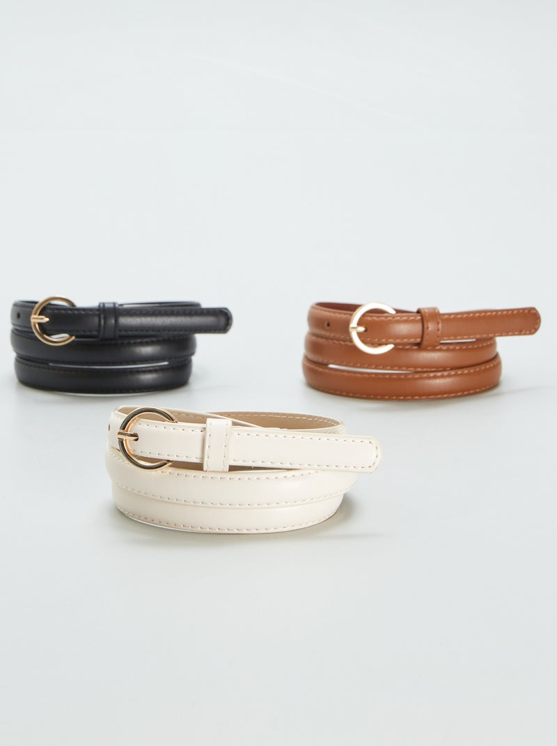 Pack de 3 cinturones finos lisos MARRON - Kiabi