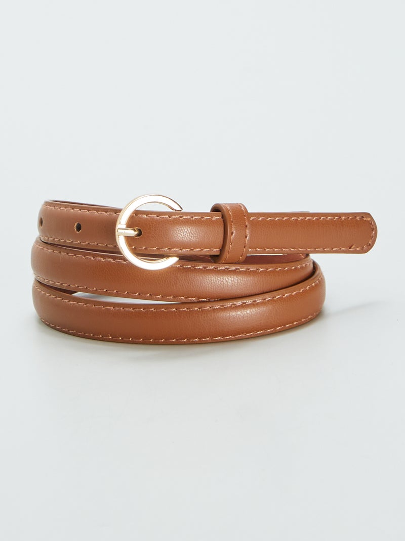 Pack de 3 cinturones finos lisos MARRON - Kiabi