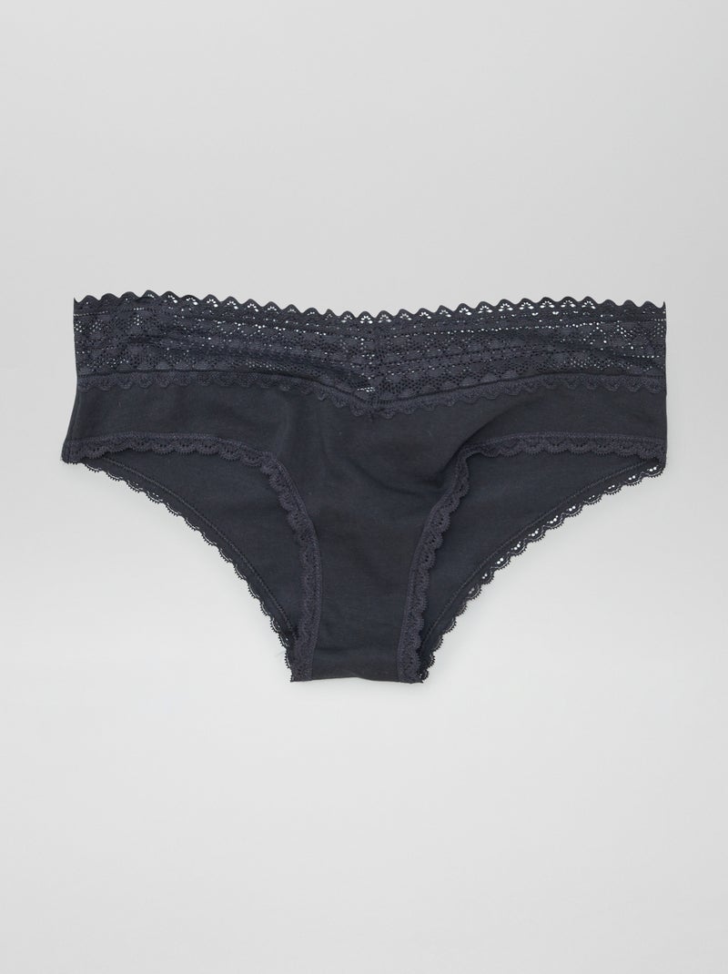 Pack de 3 culotes con encaje GRIS - Kiabi