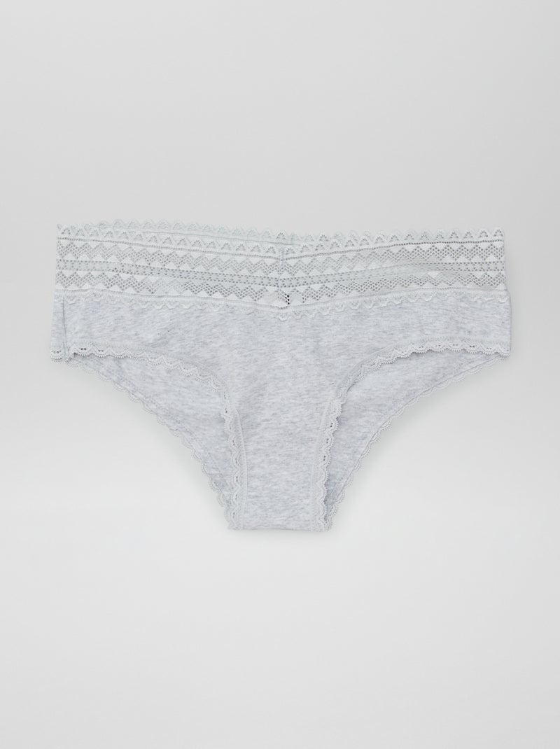 Pack de 3 culotes con encaje GRIS - Kiabi