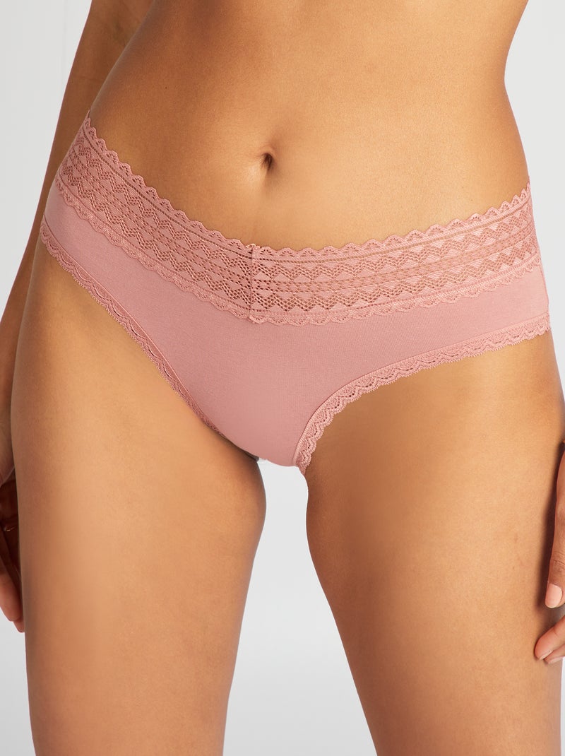 Pack de 3 culotes con encaje ROSA - Kiabi