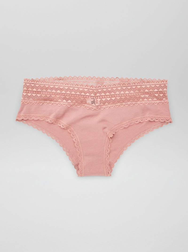 Pack de 3 culotes con encaje ROSA - Kiabi