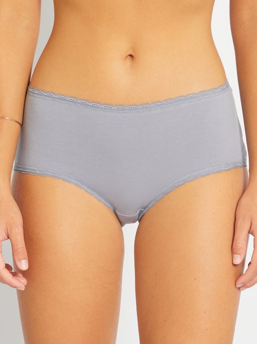 Pack de 3 culottes de algodón con acabado de encaje - Kiabi