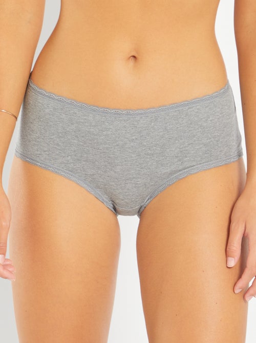 Pack de 3 culottes de algodón con acabado de encaje - Kiabi