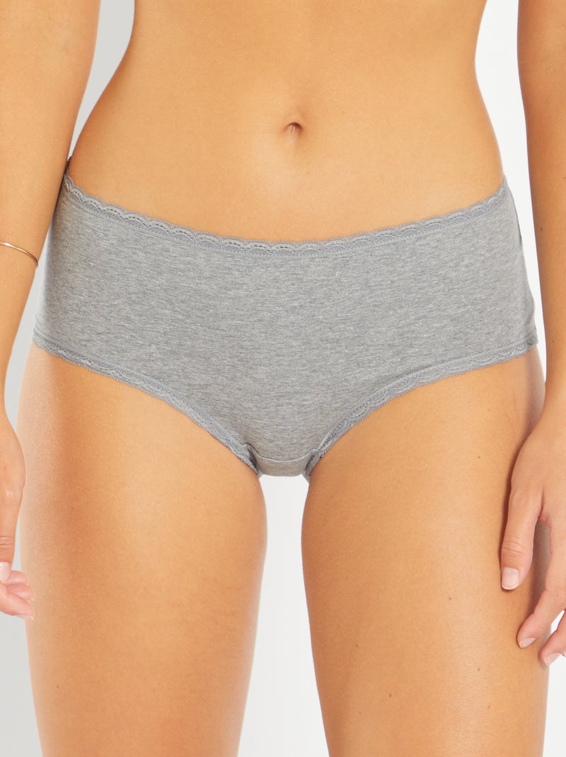 Pack de 3 culottes de algodón con acabado de encaje BLANCO - Kiabi