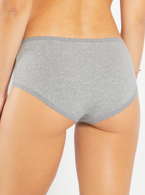 Pack de 3 culottes de algodón con acabado de encaje - Kiabi