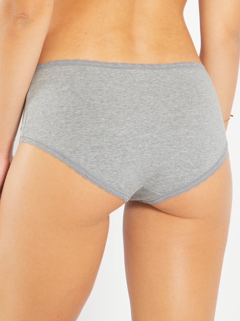 Pack de 3 culottes de algodón con acabado de encaje BLANCO - Kiabi
