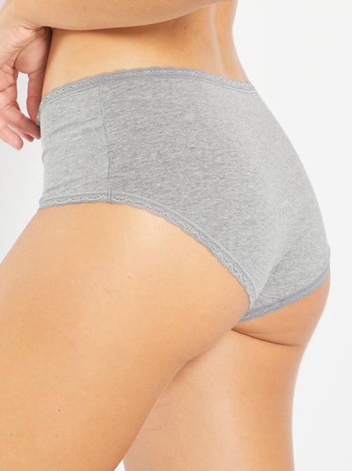 Pack de 3 culottes de algodón con acabado de encaje - Kiabi