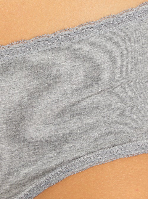 Pack de 3 culottes de algodón con acabado de encaje - Kiabi