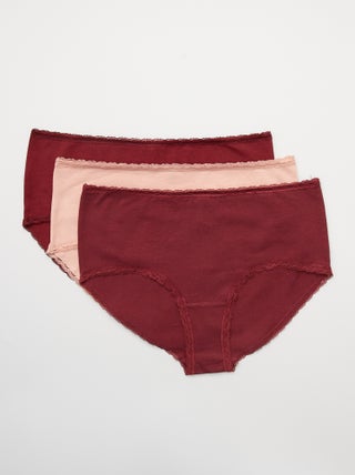 Pack de 3 culottes de algodón con acabado de encaje