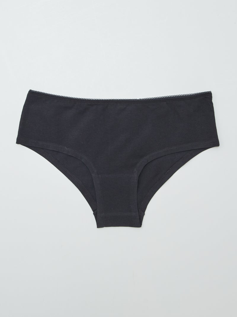 Pack de 3 culottes de algodón negro - Kiabi