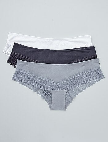 Pack de 3 culottes de algodón y encaje