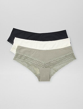 Pack de 3 culottes de algodón y encaje