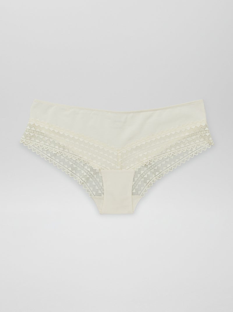 Pack de 3 culottes de algodón y encaje KAKI - Kiabi