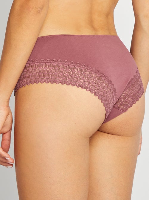 Pack de 3 culottes de algodón y encaje - Kiabi