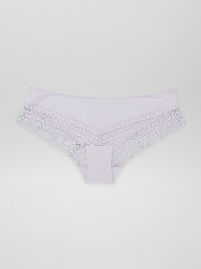 Pack de 3 culottes de algodón y encaje PURPURA - Kiabi
