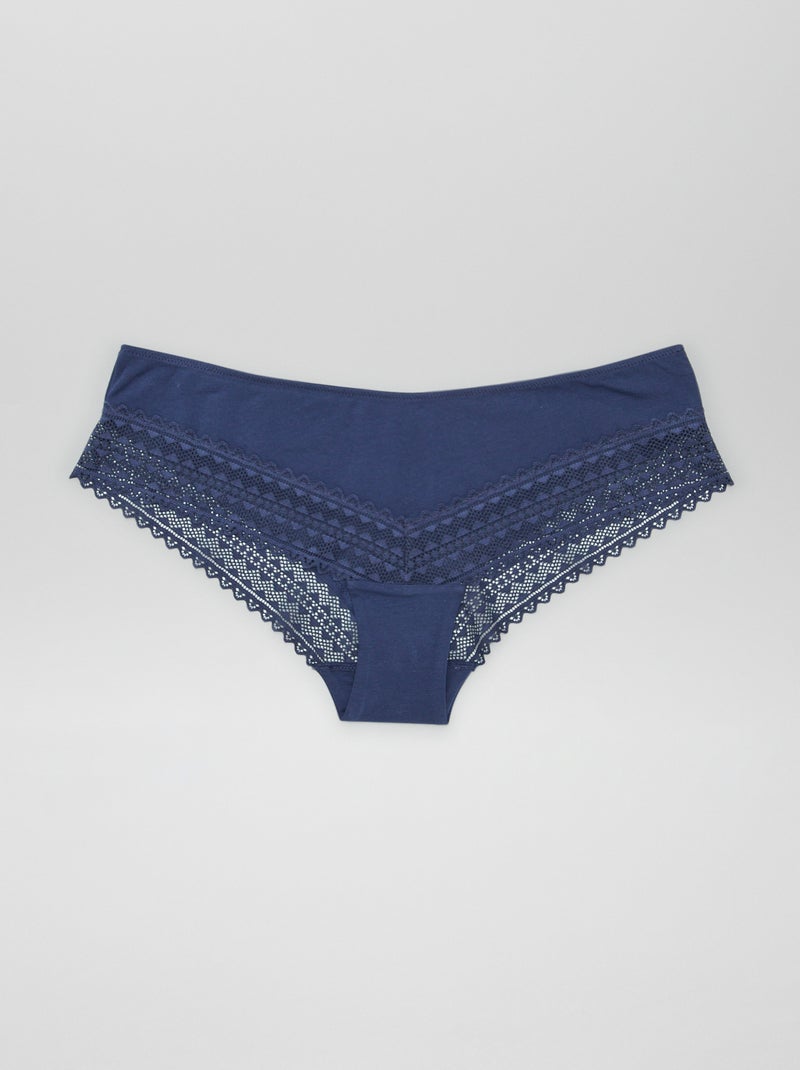 Pack de 3 culottes de algodón y encaje PURPURA - Kiabi