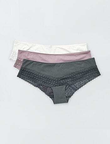 Pack de 3 culottes de algodón y encaje
