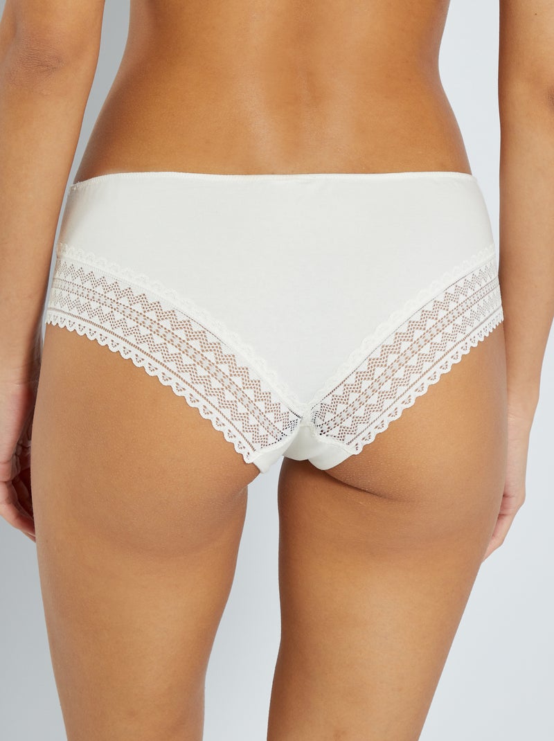 Pack de 3 culottes de algodón y encaje rosa gris - Kiabi