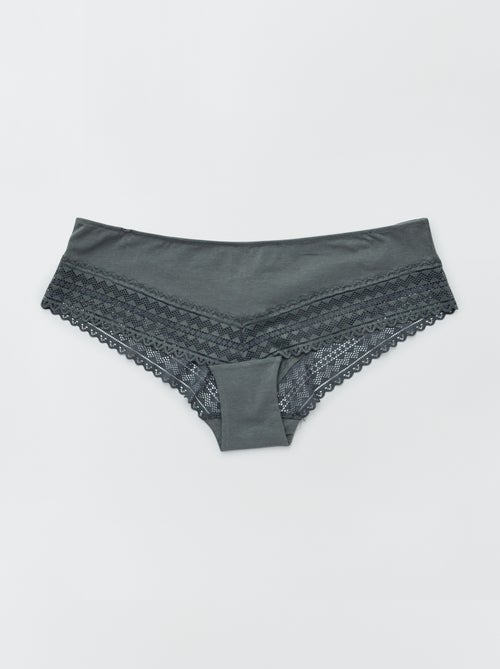 Pack de 3 culottes de algodón y encaje - Kiabi