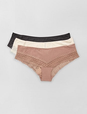 Pack de 3 culottes de algodón y encaje
