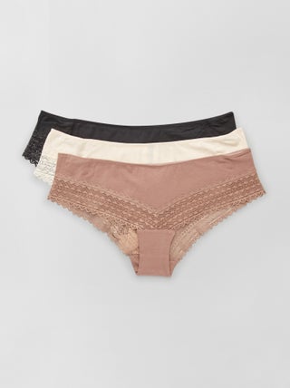 Pack de 3 culottes de algodón y encaje