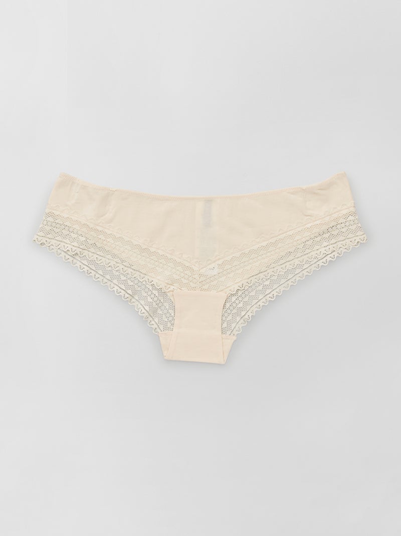 Pack de 3 culottes de algodón y encaje ROSA - Kiabi