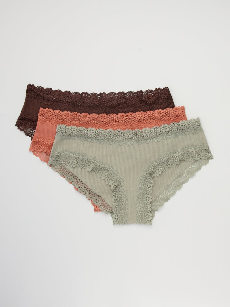 Pack de 3 culottes de canalé fino GRIS - Kiabi