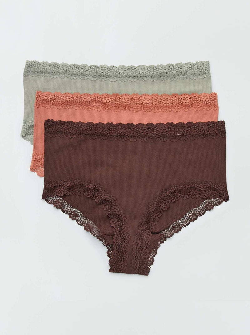 Pack de 3 culottes de canalé fino GRIS - Kiabi