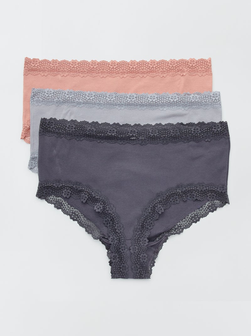 Pack de 3 culottes de canalé fino ROSA - Kiabi