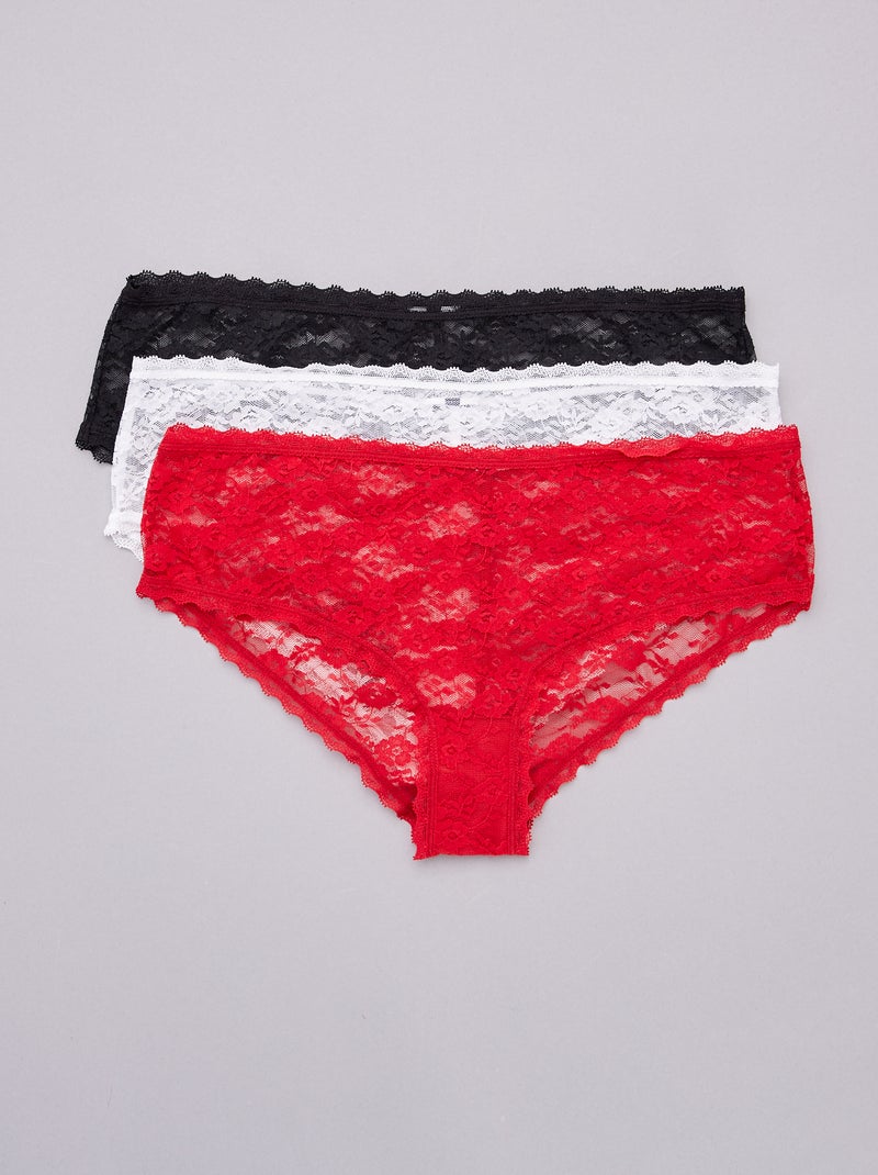 Pack de 3 culottes de encaje ROJO - Kiabi