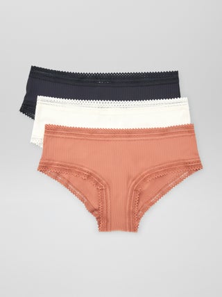 Pack de 3 culottes de encaje