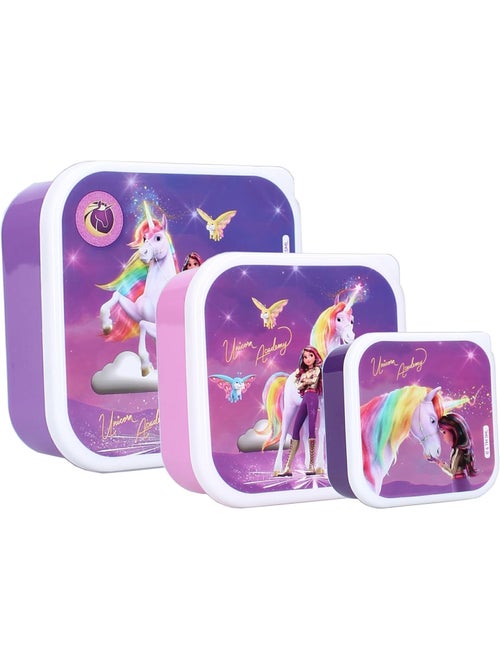 Pack de 3 fiambreras - Unicorn Academy - Sophia & Wildstar - Apilables - Kiabi