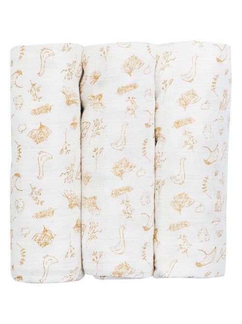 Pack de 3 gasas con motivos para bebé - Kiabi Pack de 3 gasas con motivos para bebé - Kiabi