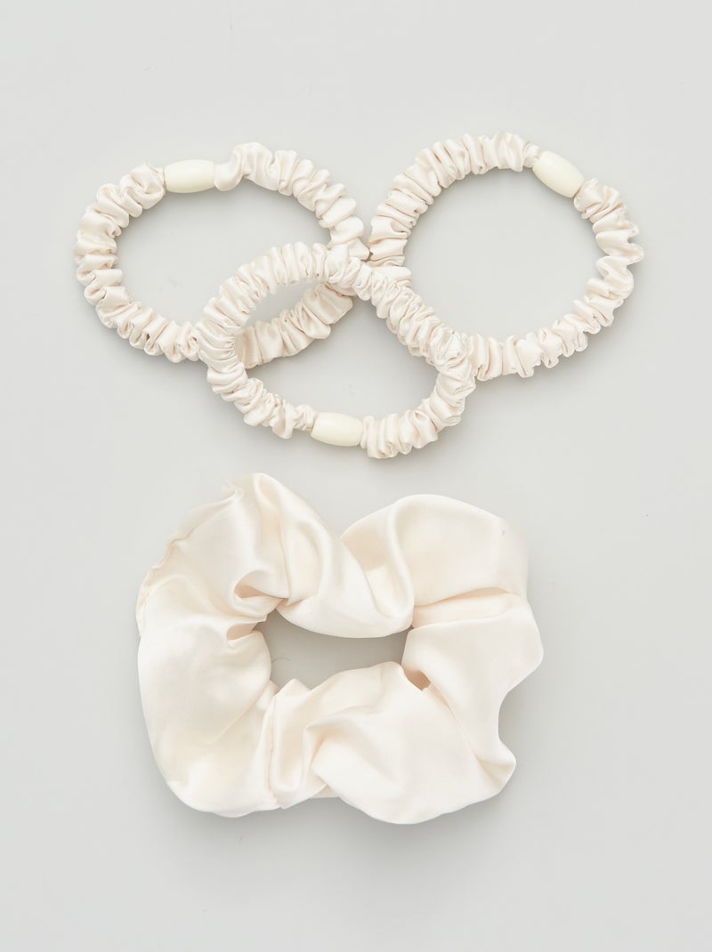 pack de 3 gomas + coletero satinados BEIGE - Kiabi