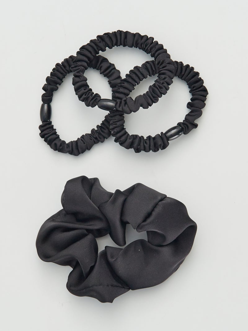 pack de 3 gomas + coletero satinados NEGRO - Kiabi