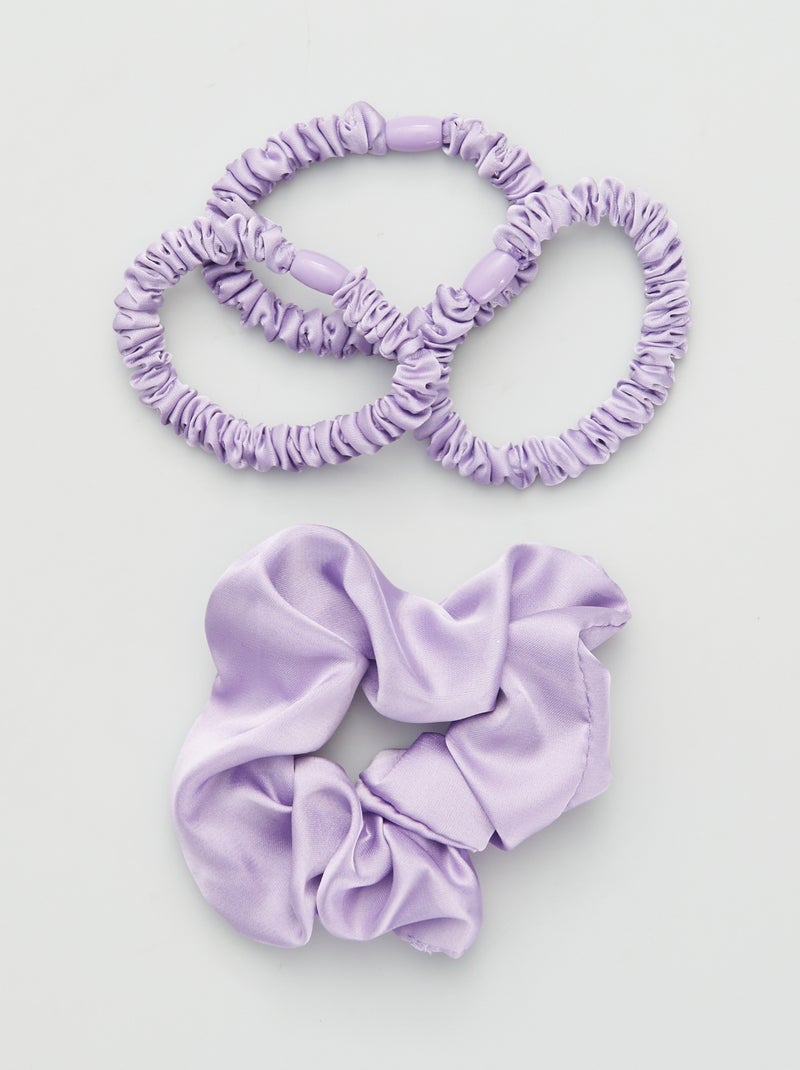 pack de 3 gomas + coletero satinados PURPURA - Kiabi