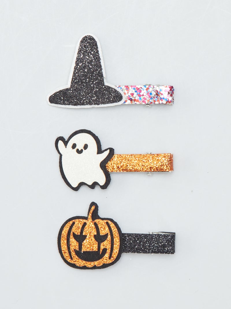 Pack de 3 horquillas con brillos - Halloween NARANJA - Kiabi