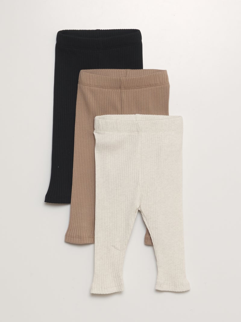 Pack de 3 leggings de canalé BEIGE - Kiabi
