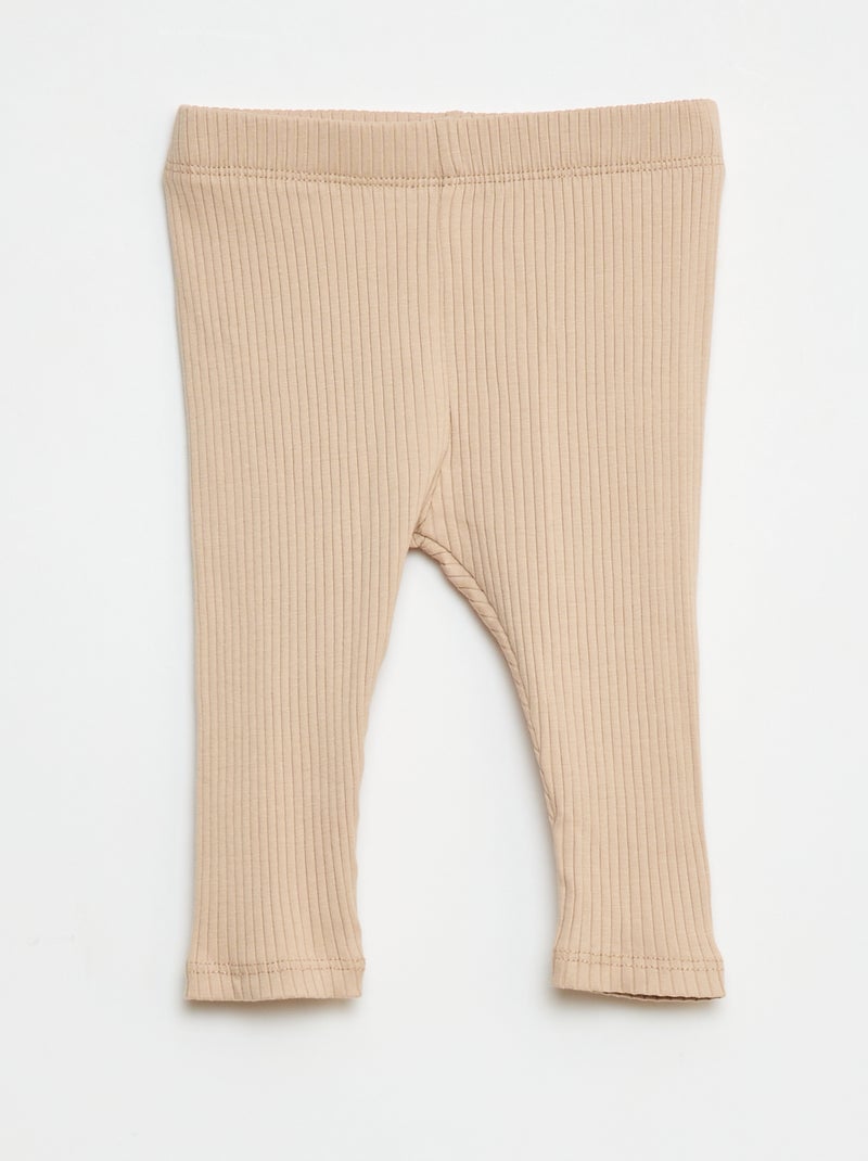 Pack de 3 leggings de canalé Beige - Kiabi