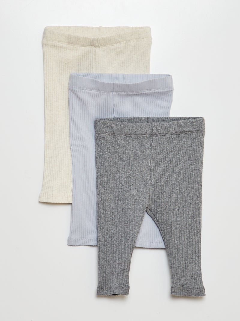 Pack de 3 leggings de canalé GRIS - Kiabi