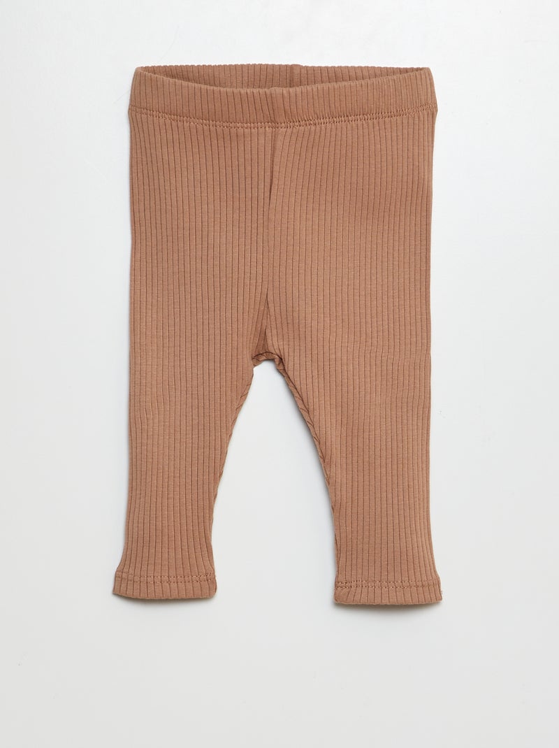 Pack de 3 leggings de canalé MARRON - Kiabi