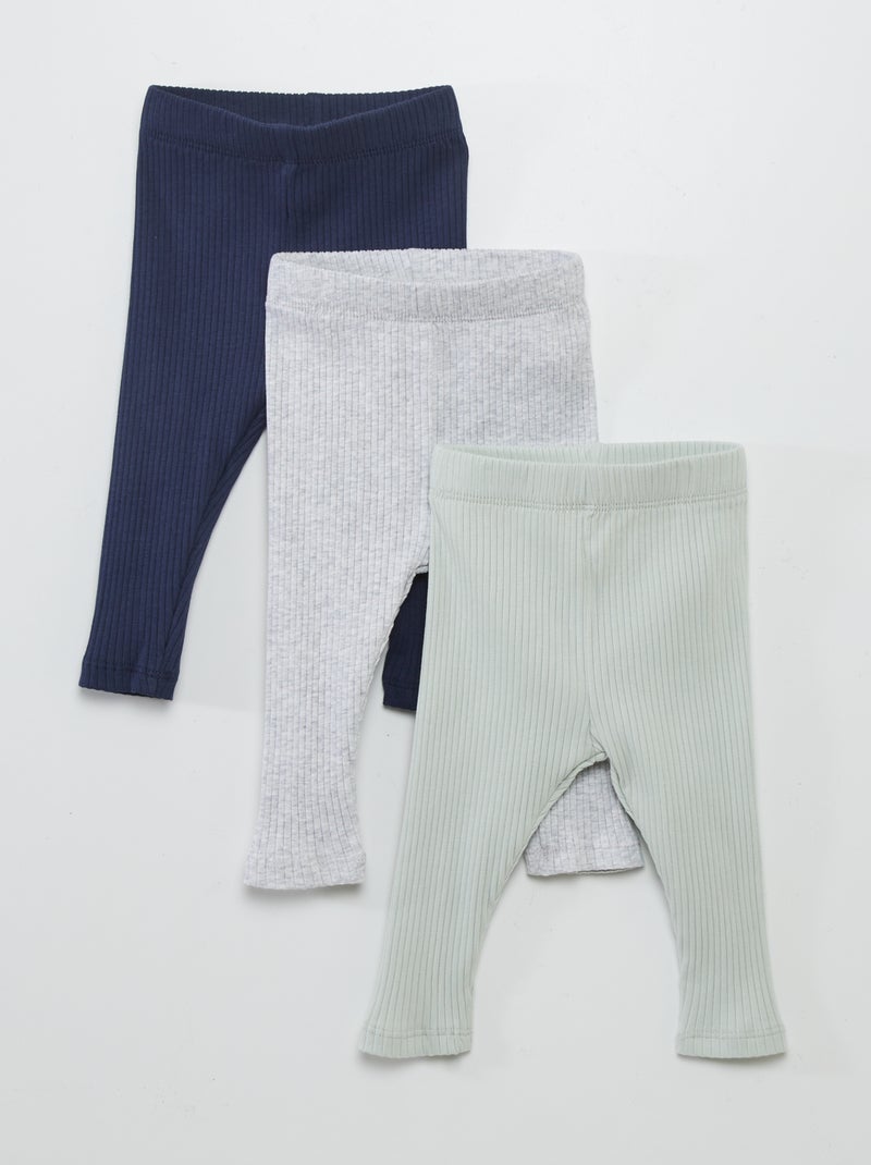 Pack de 3 leggings de canalé VERDE - Kiabi
